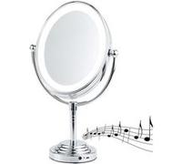 Sichler Beauty Miroir grossissant 5x à éclairage LED avec enceinte bluetooth - 123 x 175 mm