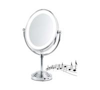Miroir grossissant 5x à éclairage LED avec enceinte bluetooth - 123 x 175 mm Sichler Beauty