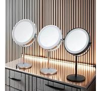 Miroir grossissant à LED, grossissement 12X/1X, 3 réglages de couleur, hauteur réglable, rotation à 360°