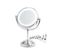 Miroir grossissant avec enceinte bluetooth et éclairage LED - Sichler Beauty - Ø 112 mm - Gris
