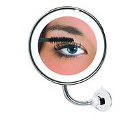 Miroir grossissant de maquillage GLOW BRIGHT FLEXI MIRROR avec ventouse et lumière Led. Miroir cosmétique flexible éclairé de voyage avec lumière de jour et de nuit. Rond pour le maquillage.