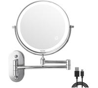 Miroir Grossissant Lumineux Mural X5, Led Miroir De Maquillage Mural Avec 3 Modes De Couleur, 1X-5X Grossissement Charge Usb,[H30]