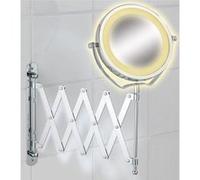 WENKO Miroir cosmétique mural télescope Brolo - réglable en hauteur, orientable, Acier, 18.5 x 38.5 x 45 cm, Chromé