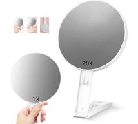 Miroir Grossissant X 20, Double Face X20/ X1 Miroir Grossissant De Voyage, Grand 14cm Miroir De Maquillage Miroir À Main À Fort Grossissement Avec Poignée Pour Un Maquillage De Précision