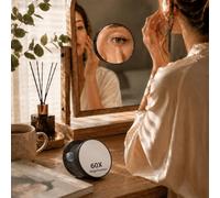 Miroir grossissant x 60 avec ventouses puissantes pour une beauté précise, miroir compact portable pour le toilettage des sourcils et l'eyeliner, noir et rose