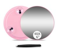 Miroir grossissant x40 avec 3 ventouses, miroir de maquillage grossissant et pince à épiler, miroir de voyage portable de 15,2 cm avec grossissement x40 + pour maquillage, rasage, élimination des