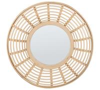Beliani Miroir Mural Rond avec Cadre Naturel en Bambou 60 cm Décoration Intérieur Hanua