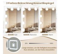 Miroir Hollywood avec éclairage, port de charge USB et haut-parleur Bluetooth, miroir cosmétique pour chambre, 58 x 46 cm, blanc