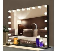 Bayt Miroir Maquillage Hollywood avec Éclairage 80x60 cm - Miroir LED Dimmable avec Grossissement 10x - Noir