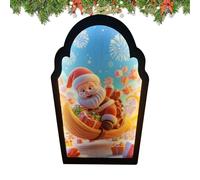 Miroir holographique de Noël Led Design Père Noël | Miroir Led Nouveauté Festive - Décoration Projection Moderne Fenêtre Bureau Chambre École Porte Noël