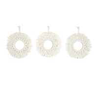 Lot de 3 Miroirs Muraux Déco Boho Rond 28cm Coton Beige