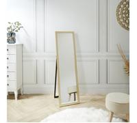 HOME DECO FACTORY - HD4253 Miroir sur Pied Doré 124 cm, Design Raffiné, Pratique pour Salon, Chambre ou Bureau - Dimensions : 124 x 34 x 3 cm, Couleur Or