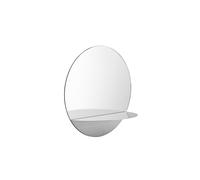 Miroir rond avec tablette en acier argenté Horizon