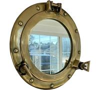 Miroir hublot en laiton antique - 22,9 cm - Décoration murale nautique