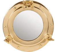 Miroir hublot nautique, rond, 30,5 cm, finition laiton poli, support mural