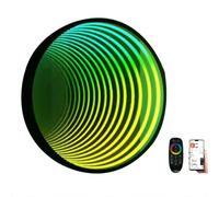 Miroir infini 3D avec télécommande, cadre de miroir mural LED RVB multicolore changeant, lumière tunnel LED pour décoration d'intérieur, 30 cm