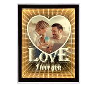 Miroir infini personnalisé avec photos personnalisées, Miroir de maquillage avec veilleuse LED, Cadeaux d'anniversaire personnalisés pour la Saint-Valentin pour les couples, Décoration de la maison