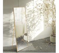 Miroir Intégral 150x40 cm - Miroir sur Pied Rectangulaire avec Cadre en Alliage d'Aluminium - Verre Trempé de Sécurité - Doré