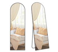 Miroir Intégral, 160 x 50 cm, sur Pied, Grand Miroir À Poser au Sol, Cadre en Alliage d¿Aluminium, Verre Trempé, Polyvalent, Noir d¿Encre