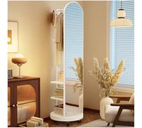 Miroir intégral rotatif à 360° avec porte-manteau et roues. Miroir élégant en bois pour chambre à coucher et salon, parfait pour économiser de l'espace et décoration polyvalente