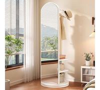 Miroir Intégral Rotatif À 360°, Miroirs De Sol et Porte-Manteau 2 en 1, Miroir Pleine Longueur en Bois Massif avec Porte-Manteau, pour Salon, Chambre À Coucher, Vestiaire