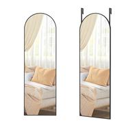 Miroir Intégral Suspendu, 120 x 40 cm, Miroir Courbé, Cadre en Alliage d'Aluminium, Verre Trempé, pour Chambre, Salon,Dressing, Noir d'encre