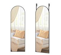 Miroir Intégral Suspendu, 120 x 40 cm, Miroir Courbé, Cadre en Alliage d'Aluminium, Verre Trempé, pour Chambre, Salon,Dressing, Noir d'encre