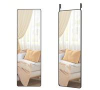 Miroir Intégral Suspendu, 120 x 40 cm, Miroir Rectangulaire, Cadre en alliage d'aluminium, Verre Trempé, pour chambre, Salon, Dressing, Noir d'encre
