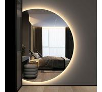 Miroir LED anti-buée à intensité variable 88,9 x 61 cm et 109,2 x 71,1 cm, miroir de salle de bain rétroéclairé demi-lune, 3 options de couleur pour entrée et salon (coupe gauche, 130 x 90 cm)