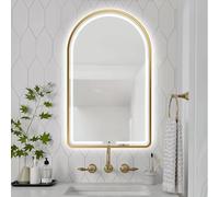 Miroir LED Arche, Miroir De Salle De Bain à Cadre Métallique, 40x70cm, Grand Miroir Mural 50x80cm, Miroir Décoratif pour Le Salon, Miroir De Maquillage Intelligent, Interrup, Gold, 40x70cm