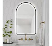 Miroir LED Arche, Miroir De Salle De Bain à Cadre Métallique, 40x70cm, Grand Miroir Mural 50x80cm, Miroir Décoratif pour Le Salon, Miroir De Maquillage Intelligent, Interrup, Nero, 50x80cm