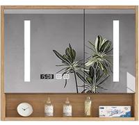 Miroir LED De Salle De Bain avec Rangement, Miroir D’Armoire à Pharmacie en Bois Massif avec Lumières LED, Miroir De Courtoisie De Salle De Bain avec Lumi, 77 * 12 * 70cm/30.3 * 4.7 * 27.6in