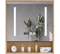 Miroir LED De Salle De Bain avec Rangement, Miroir D’Armoire à Pharmacie en Bois Massif avec Lumières LED, Miroir De Courtoisie De Salle De Bain avec Lumi, 57 * 12 * 70cm/22.4 * 4.7 * 27.6in