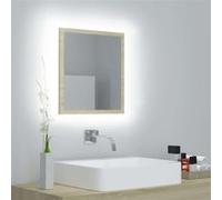 Miroir de salle de bain LED Montage mural Bois d'ingénierie toilettage vidaXL vi