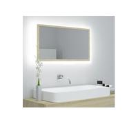 Vidaxl Miroir Led De Salle De Bain Chêne Sonoma 80x8,5x37 Cm Aggloméré