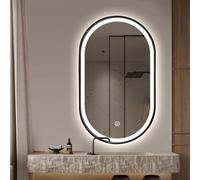 Miroir LED de Salle de Bain Design 60x100 Contour Noir Lumière Variable Anti-Buée Élégant pour Décoration Moderne