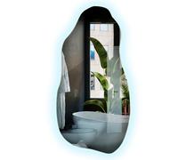 Miroir LED Grand 50x100 cm Design Asymétrique Organique Moderne pour Couloir, Salle de Bain, Salon, Chambre Éclairage Froide Montage Mural Ondulé Déco