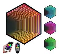 Miroir LED Infinity avec télécommande, veilleuse lampe de bureau, 358 réglages possibles, design hexagonal pour décoration d'intérieur et fêtes