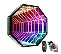 Miroir LED Infinity avec télécommande, veilleuse lampe de bureau, 358 réglages possibles, design hexagonal pour décoration d'intérieur et fêtes