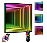 Miroir LED Infinity avec télécommande, veilleuse lampe de bureau, 358 réglages possibles, design hexagonal pour décoration d'intérieur et fêtes