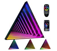 Miroir LED Infinity avec télécommande, veilleuse lampe de bureau, 358 réglages possibles, design hexagonal pour décoration d'intérieur et fêtes