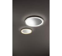 Miroir LED Mirò d.40 cm 38W or brossé, plafonnier et applique murale, lumière chaude 3000K, design élégant pour salle de bain