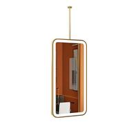 Miroir LED Moderne À Fixation Plafond, Miroirs De Salle De Bain Suspendus sur Barre Dorée avec Interrupteur Tactile, Grands Miroirs Muraux Décoratifs pour Salon, Chambre, Vestiaire Et Entrée(50x80cm)