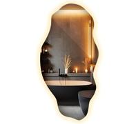 Miroir LED Mural 45x90 cm Irrégulier Forme Ondulée pour Salle de Bain Salon Chambre Couloir Asymétrique Maquillage Organique avec Rétro Éclairage Style Moderne Lumière Chaude Décoratif