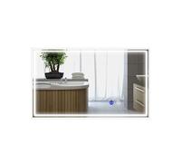 Miroir LED mural de salle de bain - 100L x 60H cm - luminosité réglable 3 couleurs - interrupteur tactile - système antibué