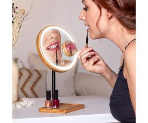 Miroir led rechargeable en bambou