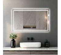 Miroir LED Réversible pour Salle de Bain 80x100 cm - Anti-Buée avec Interrupteur Tactile