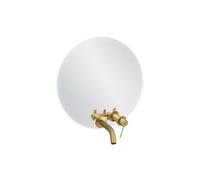 Miroir LED rond 2 trous + mitigeur lavabo encastré Grands Boulevards Laiton brossé + corps encastré