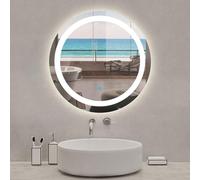 Miroir Led rond de 60cm, Dimmable + Auto-extinction après 1h + Anti-fog, avec interrupteur tactile, 6000k Blanc froid