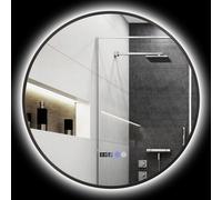 HomCom – Miroir salle de bain rond LED Ø 70 cm – rétro-éclairé, intensité variable, anti-buée – Noir